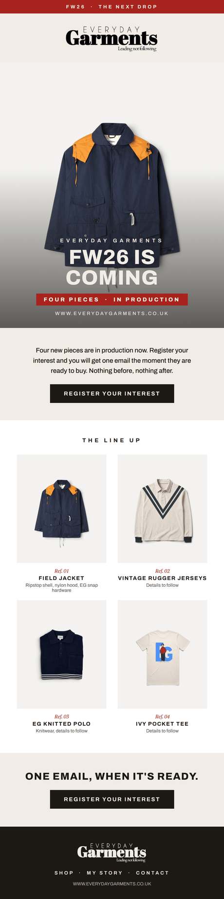 Drop announcement email designed by JHA Media
